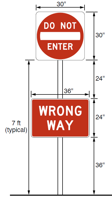 Do Not Enter and Wrong Way signs
