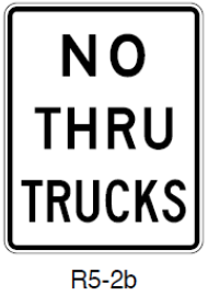 No Thru Trucks regulatory sign