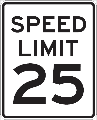 Speed Limit regulatory sign