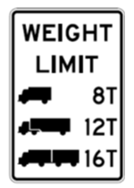 Truck weight limit regulatory sign
